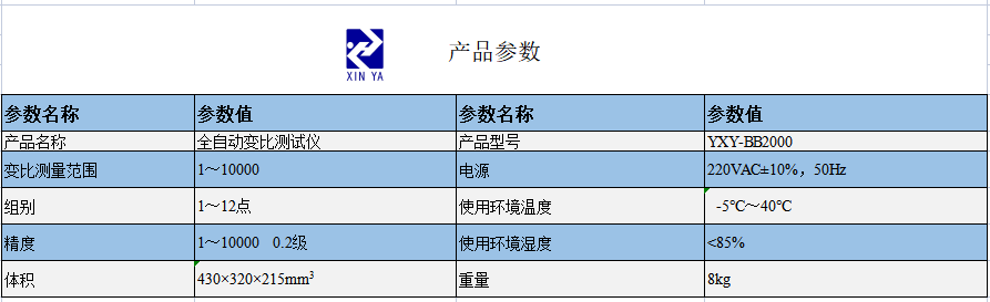 YXY-BB2000全自动变比测试仪 参数图 1