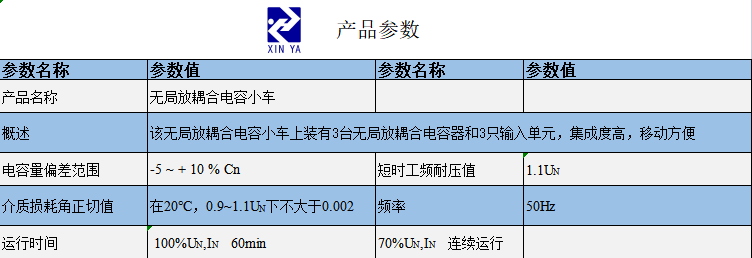 无局放耦合电容小车 参数图 1