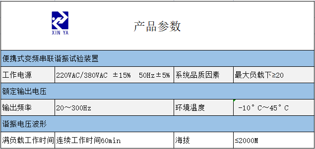 便携式变频串联谐振试验装置 参数图 1
